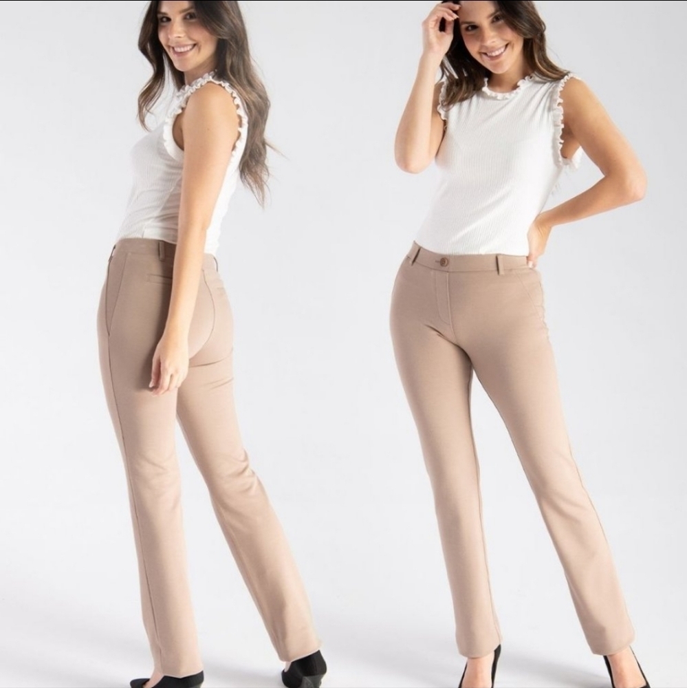 NWT Betabrand Khaki Twill Straight Leg Dress Yoga Pant size Large Long